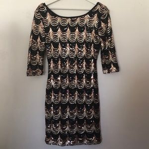Black & Gold Sequin Cocktail Dress